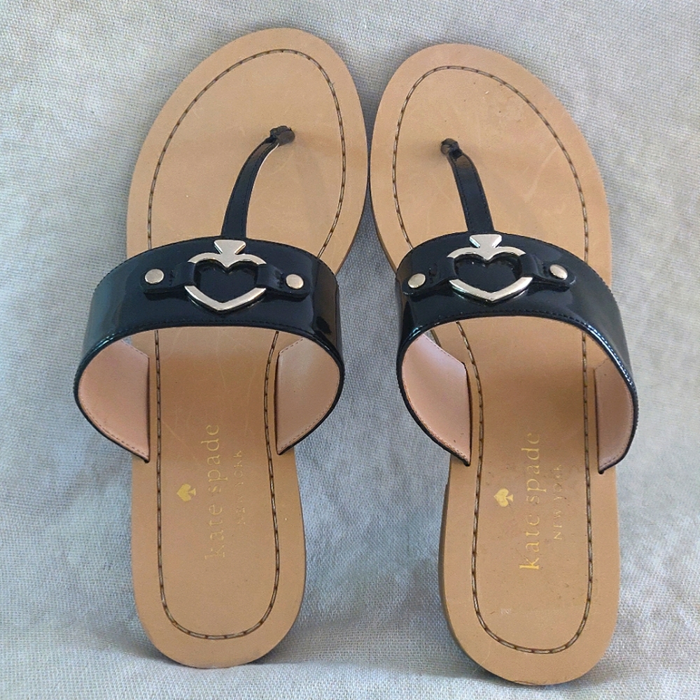 Kate Spade Cassia Thong Flat Black Sandal. Size 8.5 - Picture 2 of 9